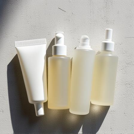 Collection of premium skincare products arranged symmetrically